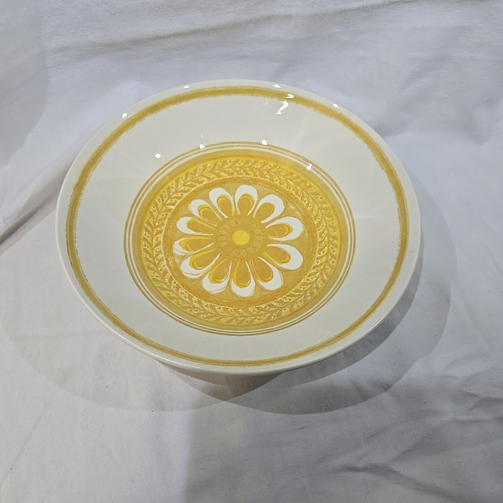 Yellow and White Decorative Plate